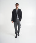 Blazer doppiopetto in misto cotone #nero