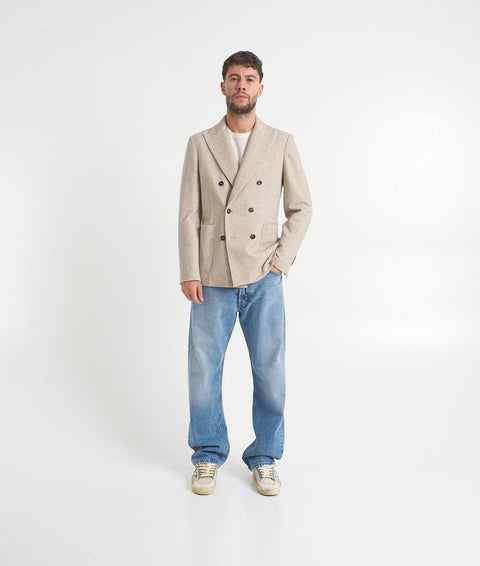 Blazer doppiopetto a spina di pesce #beige