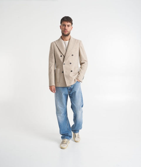 Blazer doppiopetto a spina di pesce #beige