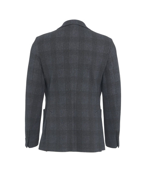 Blazer monopetto in glen check #blu