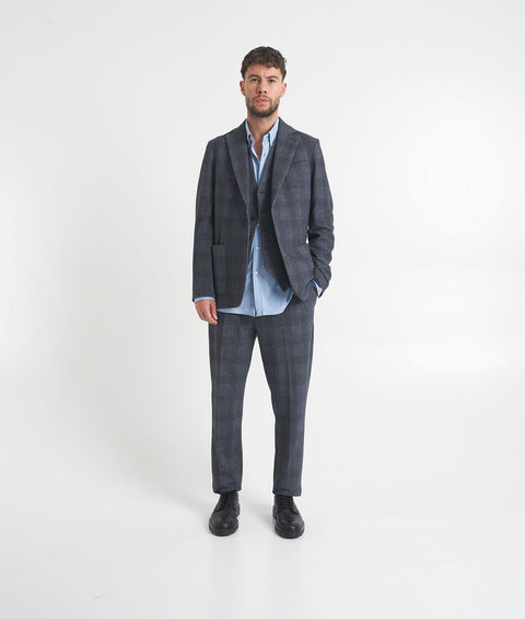 Blazer monopetto in glen check #blu