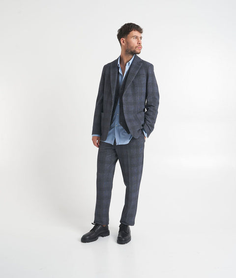 Blazer monopetto in glen check #blu