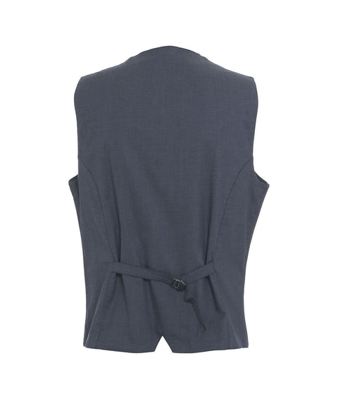 Gilet monopetto in glen check #blu