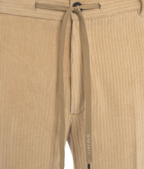 Pantaloni in velluto a coste con coulisse #beige