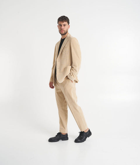 Pantaloni in velluto a coste con coulisse #beige