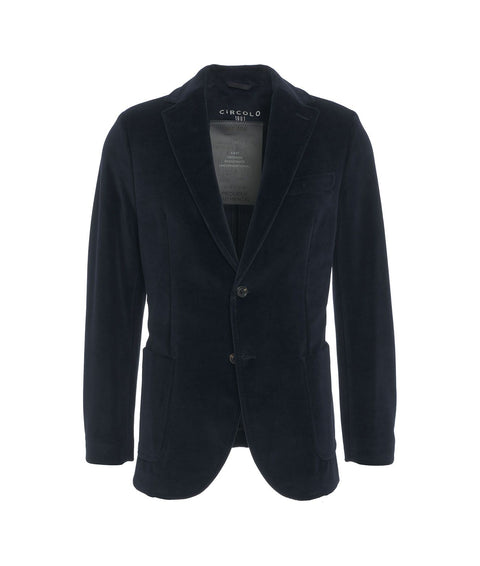 Blazer monopetto in velluto #blu