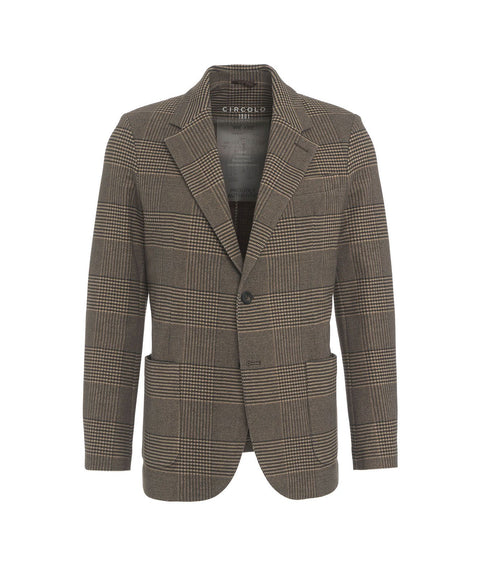 Blazer monopetto in glen check #marrone