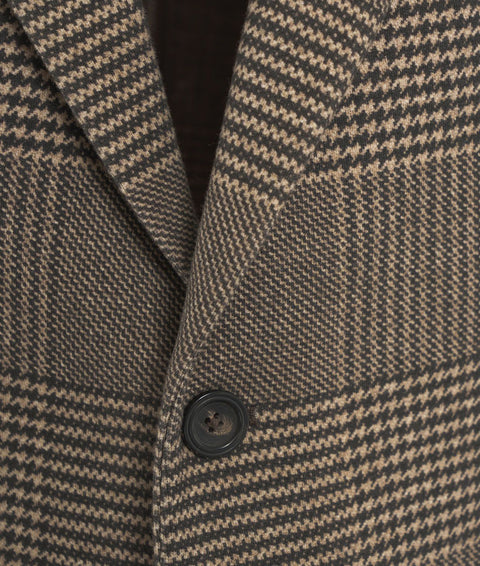 Blazer monopetto in glen check #marrone