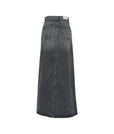 Maxi gonna in denim con spacco 'Lara' #grigio