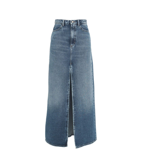 Maxi gonna in denim con spacco 'Lara' #blu