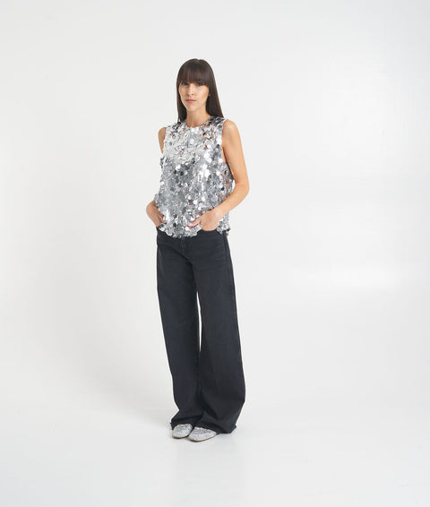 Top in paillettes 'Nunzia' #argento