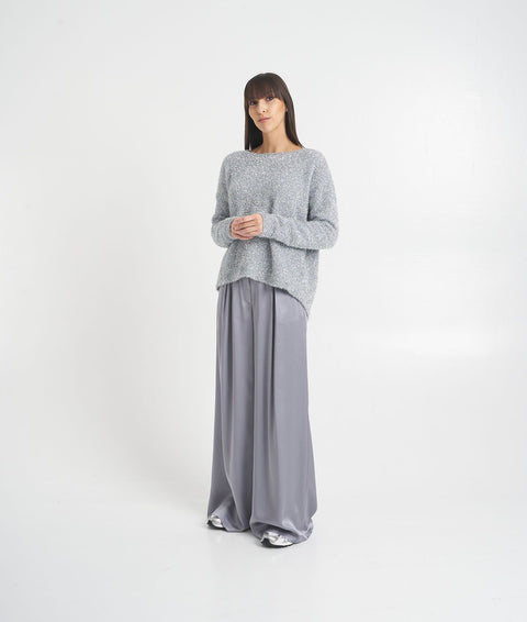 Pantaloni palazzo 'Gabriella' in envers satin #grigio