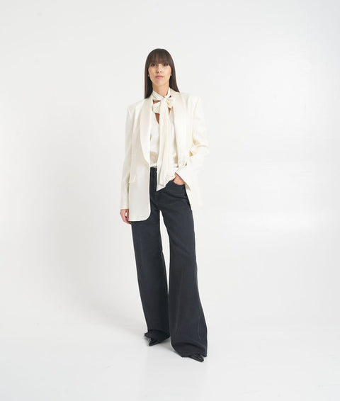 Blazer monopetto 'Mariasole' in lana pettinata #bianco