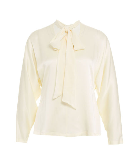 Blusa con dettaglio sciarpa in georgette #bianco