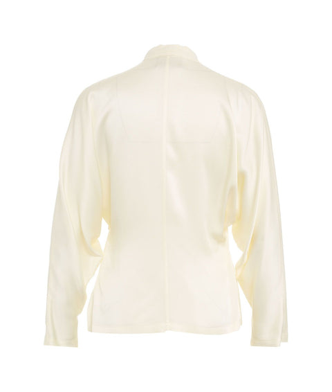 Blusa con dettaglio sciarpa in georgette #bianco