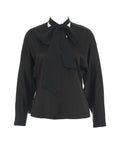 Blusa con dettaglio sciarpa in georgette #nero