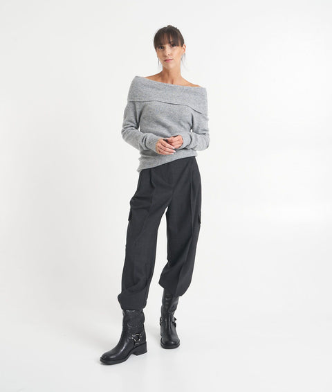 Off-shoulder maglione #grigio