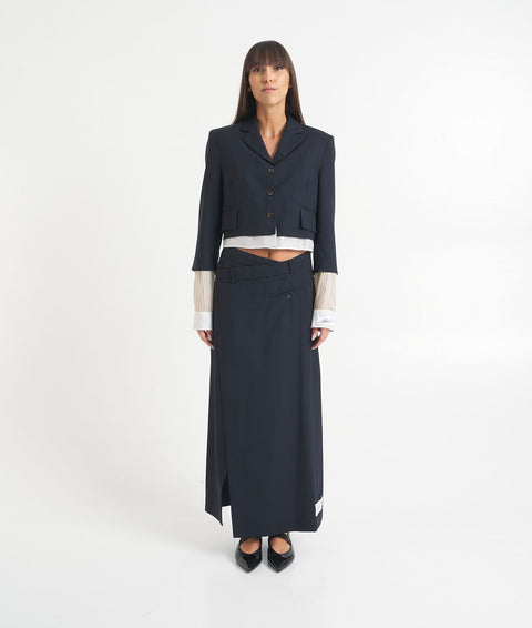 Camicetta cropped con inserti sull'orlo #blu