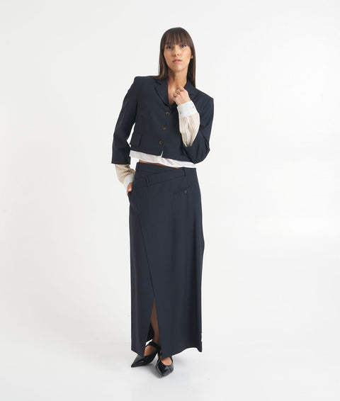 Camicetta cropped con inserti sull'orlo #blu