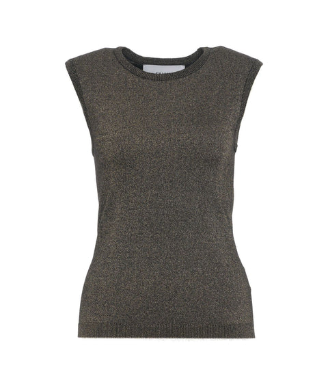 Silvian Heach Knit vest in lurex Gold Woman