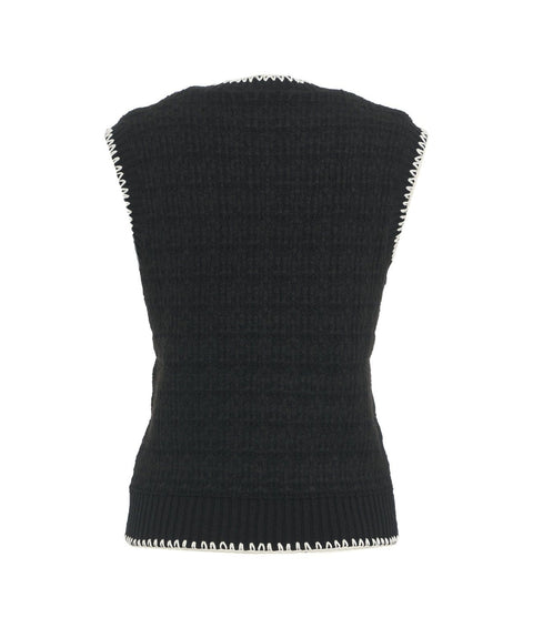 Gilet in maglia con dettagli di cucitura #nero