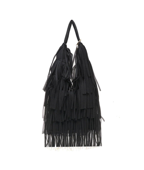 Shopper con frange 'Agnese Large' #nero