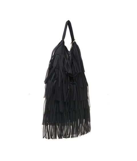 Shopper con frange 'Agnese Large' #nero