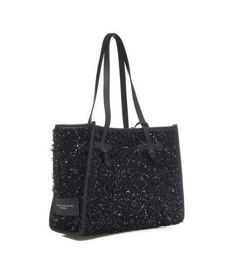 Shopper 'Marcella' in wool-boucle #nero