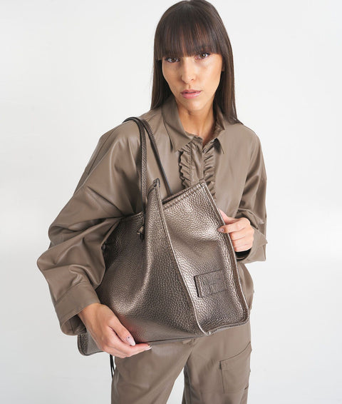 Shopper “Marcella” in pelle double bubble #bronzo