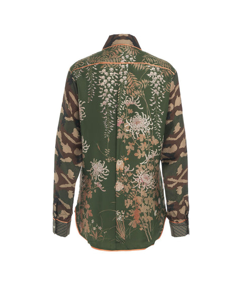 Blusa in seta con stampa floreale #verde