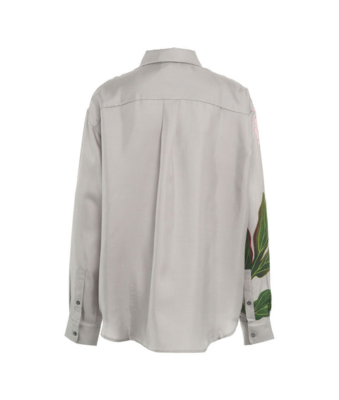 Blusa in seta con stampa floreale #grigio