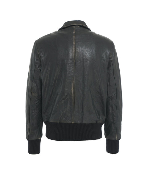 Giacca bomber in pelle #nero