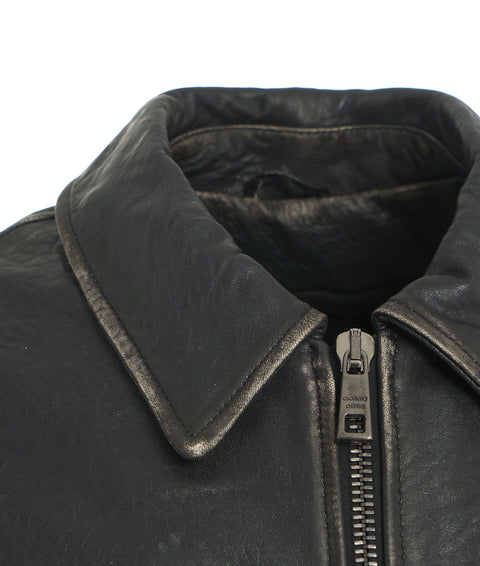 Giacca bomber in pelle #nero