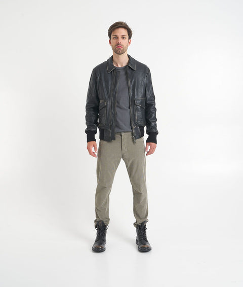 Giacca bomber in pelle #nero