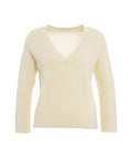 Maglia con scollo a V in misto alpaca #bianco