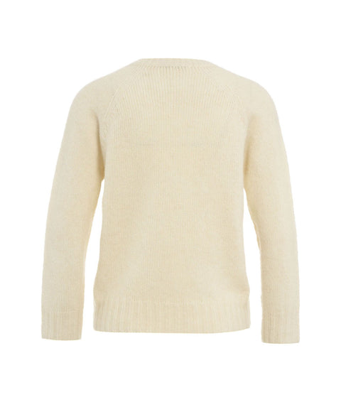 Maglia con scollo a V in misto alpaca #bianco