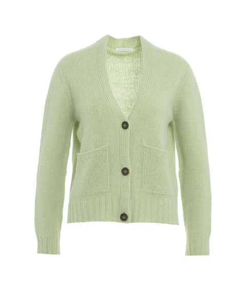 Cardigan in maglia in misto alpaca #verde