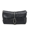 Pochette in pelle martellata #nero