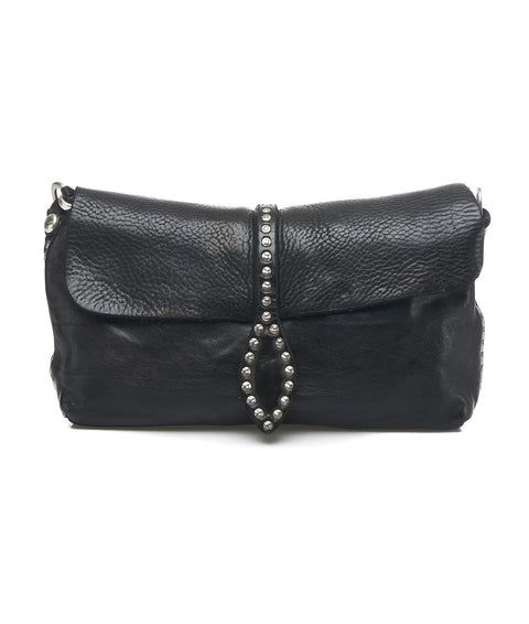 Pochette in pelle martellata #nero