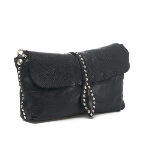 Pochette in pelle martellata #nero