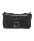 Pochette in pelle martellata #nero