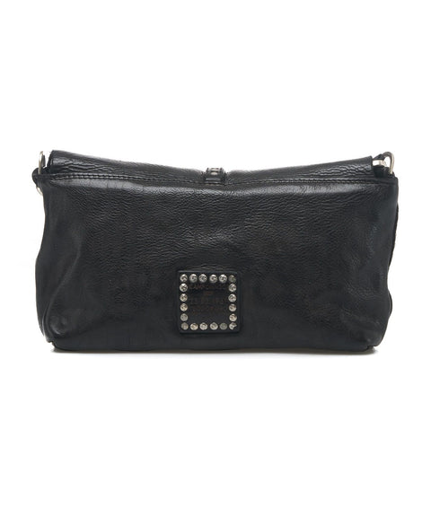 Pochette in pelle martellata #nero