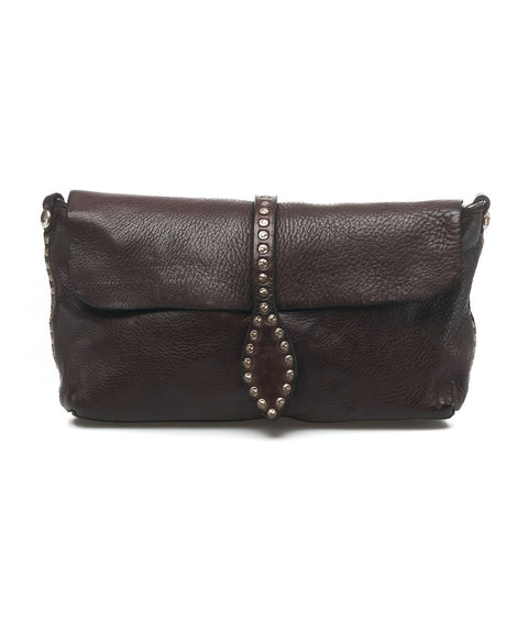 Pochette in pelle martellata #marrone