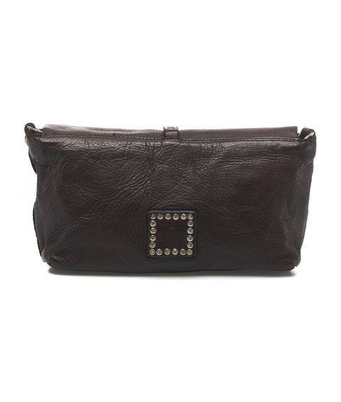 Pochette in pelle martellata #marrone