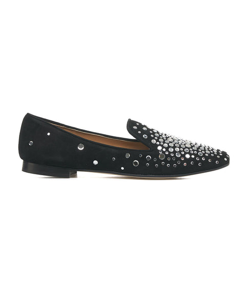 Flats in camoscio con strass #nero