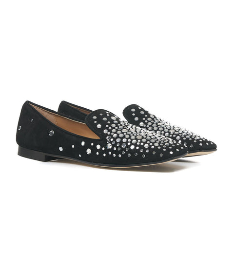 Flats in camoscio con strass #nero