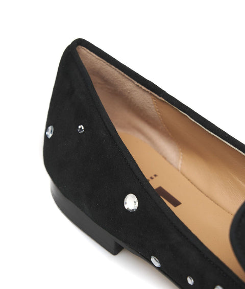 Flats in camoscio con strass #nero