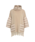 Piumino trapuntato con frange #beige