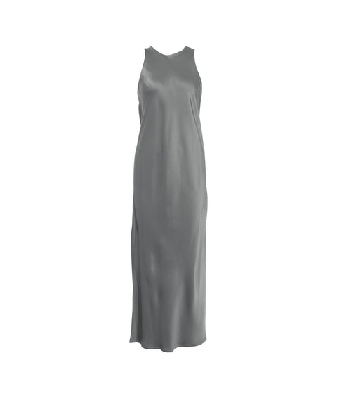 Abito maxi con spacco #grigio