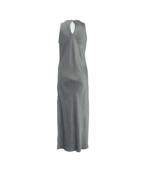 Abito maxi con spacco #grigio